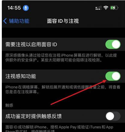 玉林苹果14维修网点分享iPhone14注视感知功能有什么用 